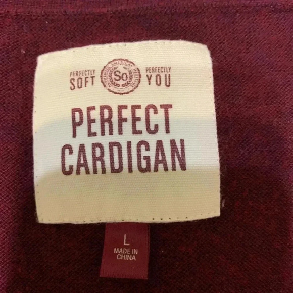 SO Perfect Cardigan Juniors Open Front Long SleeveBurgundy Pockets Casual Size L - Picture 4 of 8